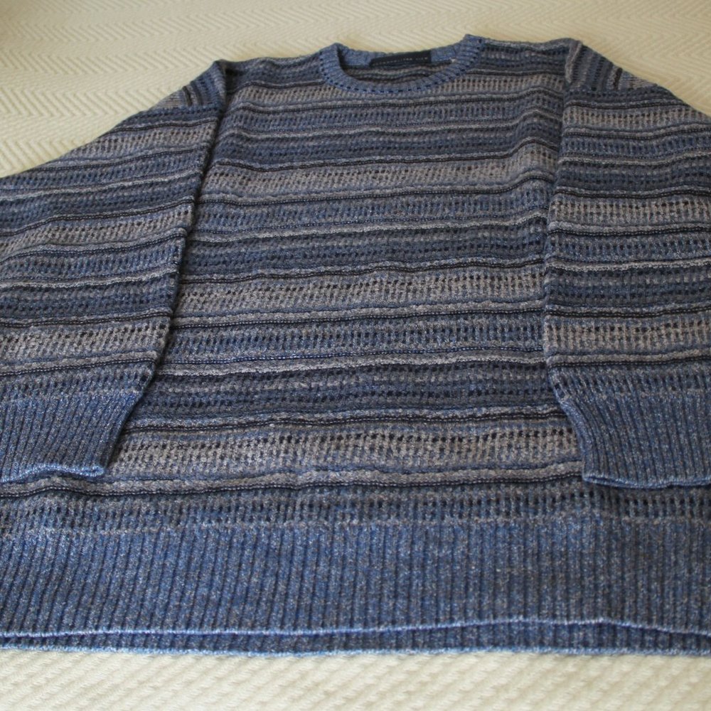 Metropolitan View Made in Italy Wool Alpaca Blend Sweater Blue Grey Beige Sz XL